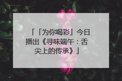 「为你喝彩」今日播出《寻味端午：舌尖上的传承》