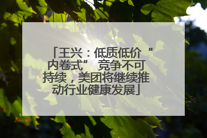 王兴：低质低价“内卷式” 竞争不可持续，美团将继续推动行业健康发展