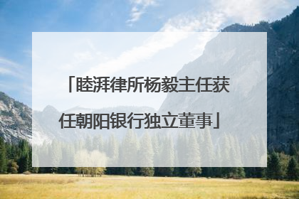 睦湃律所杨毅主任获任朝阳银行独立董事