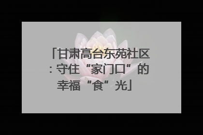 甘肃高台东苑社区：守住“家门口”的幸福“食”光