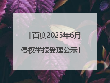 百度2025年6月侵权举报受理公示
