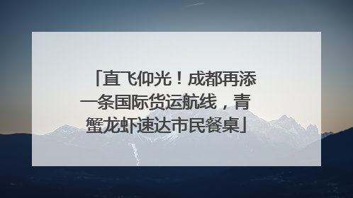 直飞仰光！成都再添一条国际货运航线，青蟹龙虾速达市民餐桌