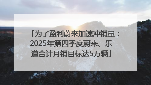 为了盈利蔚来加速冲销量：2025年第四季度蔚来、乐道合计月销目标达5万辆