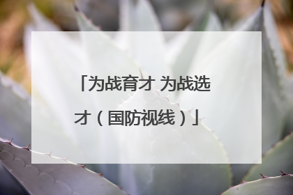 为战育才 为战选才（国防视线）