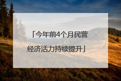 今年前4个月民营经济活力持续提升