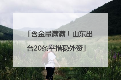含金量满满！山东出台20条举措稳外资
