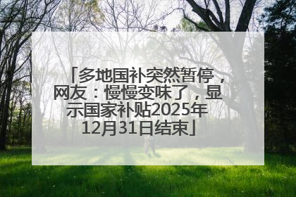 多地国补突然暂停，网友：慢慢变味了，显示国家补贴2025年12月31日结束