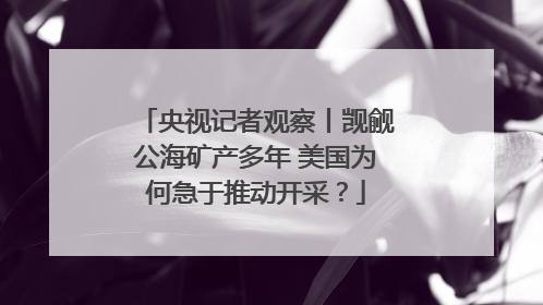 央视记者观察丨觊觎公海矿产多年 美国为何急于推动开采？