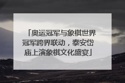 奥运冠军与象棋世界冠军跨界联动，泰安岱庙上演象棋文化盛宴