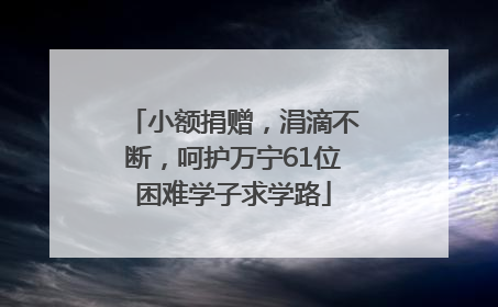 小额捐赠，涓滴不断，呵护万宁61位困难学子求学路
