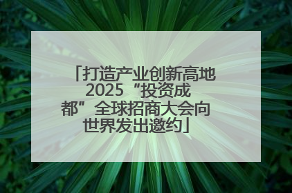 打造产业创新高地 2025“投资成都”全球招商大会向世界发出邀约