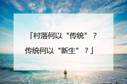 村落何以“传统”？传统何以“新生”？