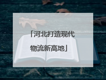 河北打造现代物流新高地
