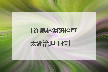 许昆林调研检查太湖治理工作