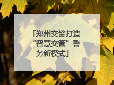 郑州交警打造“智慧交管”警务新模式