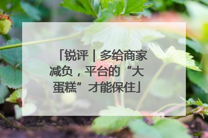 锐评｜多给商家减负，平台的“大蛋糕”才能保住
