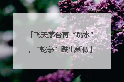 飞天茅台再“跳水”，“蛇茅”跌出新低